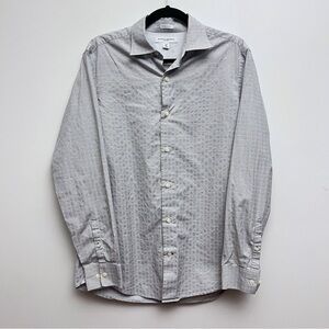 Banana Republic Fitted Sage Green & Light Blue Checkered Button Up Dress Shirt